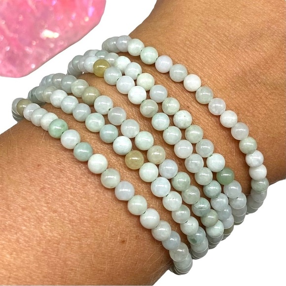 4mm Burma Jadeite Beaded Stretch Bracelet Natural Stone Gemstone Myanmar Jade - Picture 1 of 6